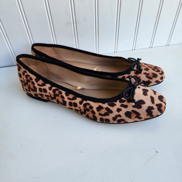 Time and Tru Shoes - Time And Tru Ballet Bow Flats Womens Leopard Slip On Shoes Memory Foam Sz 9.5
